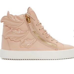 Giuseppe Zanotti Pink Leather Wing London High-Top Sneakers Nude Women’s 6